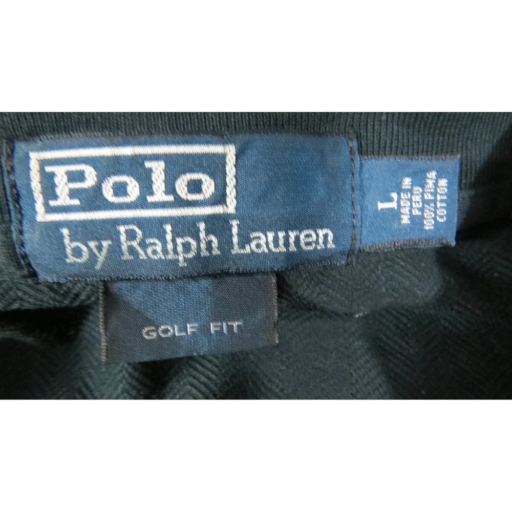 Polo Ralph Lauren Mens L Black Golf Fit Pique Polo Shirt Short Sleeve Pony EUC